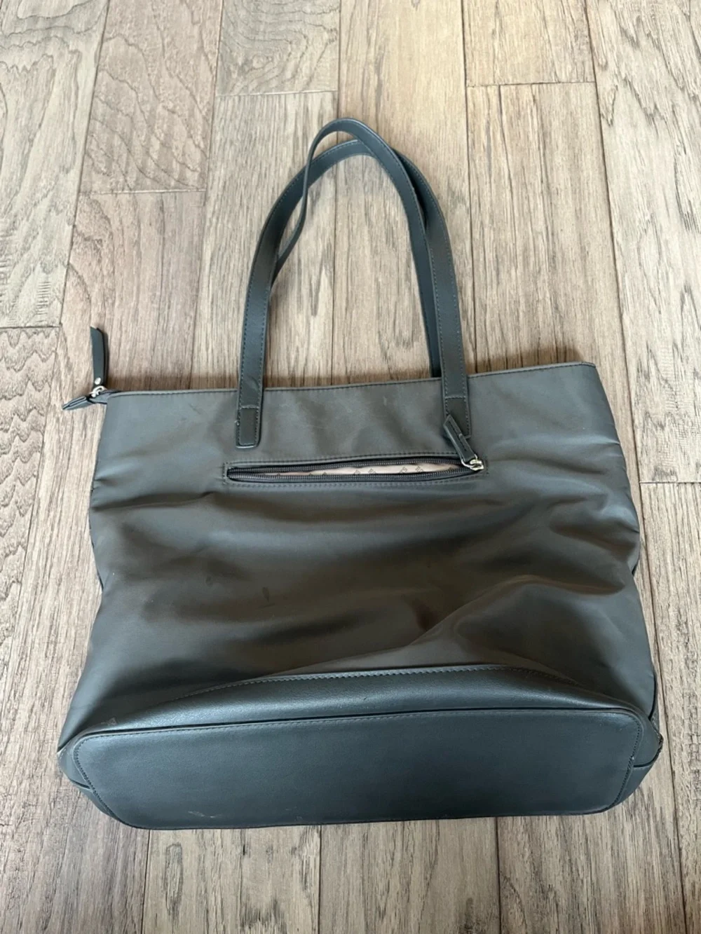 Roots Charcoal Pebbled Tote Bag with Front Zip Pocket - Picture 2 of 7